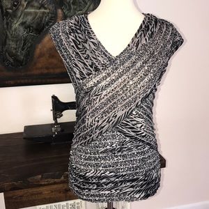 Ruffle animal print blouse